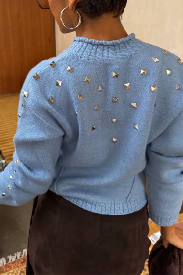 Ice Blue Studded Cardigan