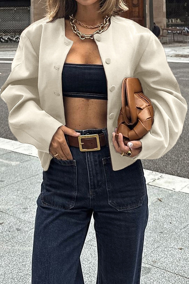 Resort Solid Color Long Sleeve Coat