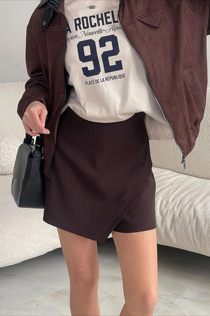 High Waist Asymmetric Slim Fit Casual Skort