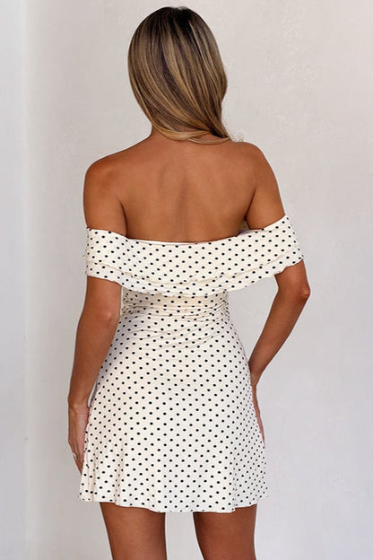 Off Shoulder Polka Dot Twist Bodycon Mini Dress