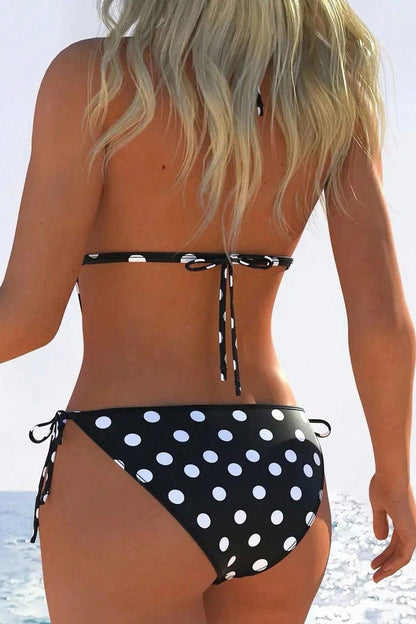 Polka Dot Halter Backless One Piece Swimwear