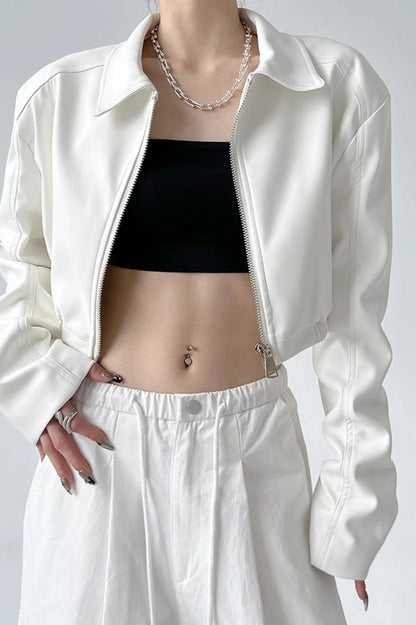 PU Leather Crop Jacket