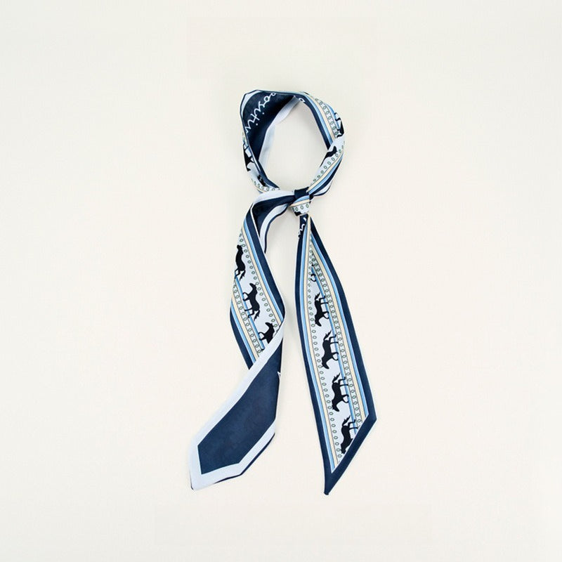 Horse Print Skinny Long Ribbon Scarf