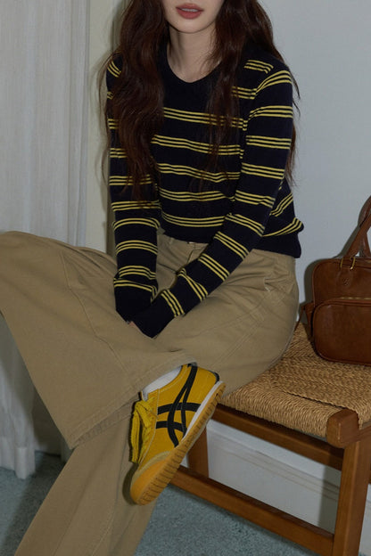 Relaxed Fit Striped Knit Top