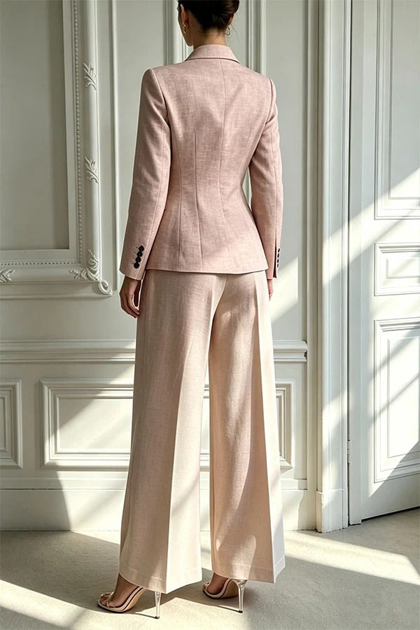 Minimalist Chic Tailored Blazer & Pleated Pant Suit
