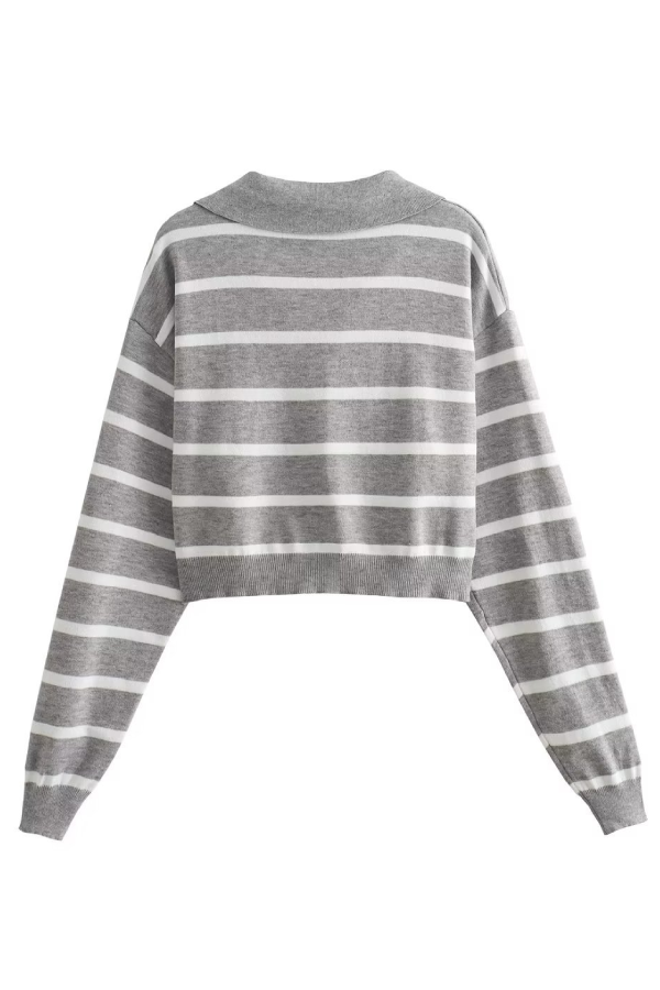 Striped Slim-fit Cropped Sweater