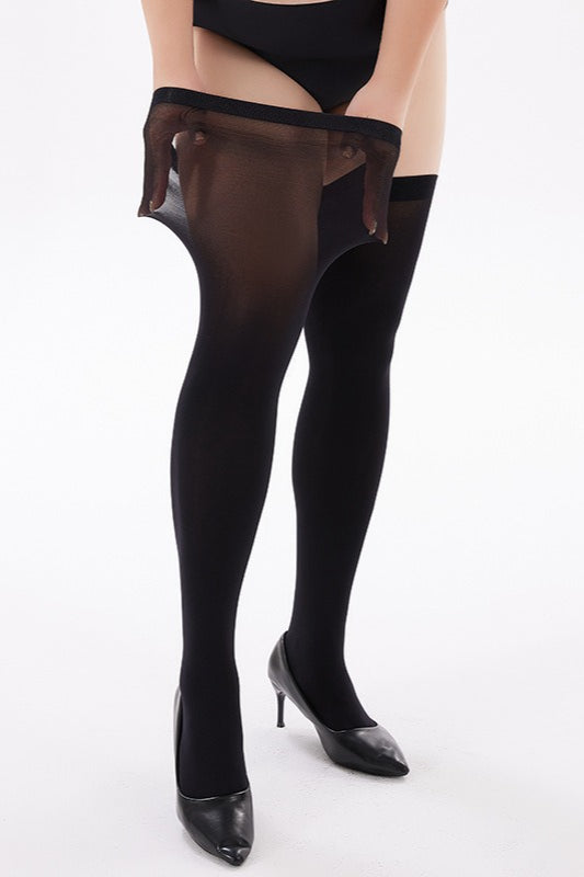 Plus Size 50D Velvet Thigh-High Stockings