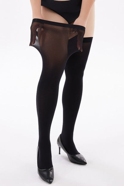 Plus Size 50D Velvet Thigh-High Stockings