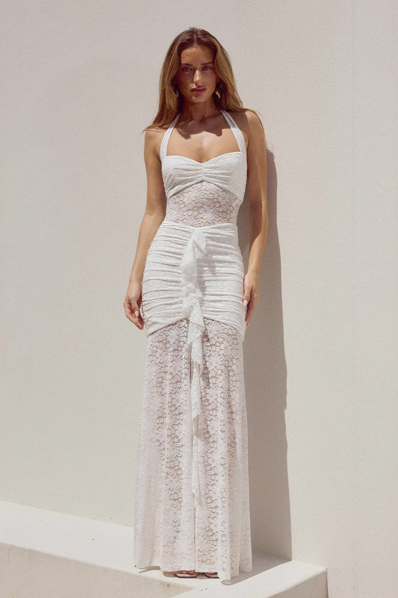 Slim Fit Halter Lace Dress