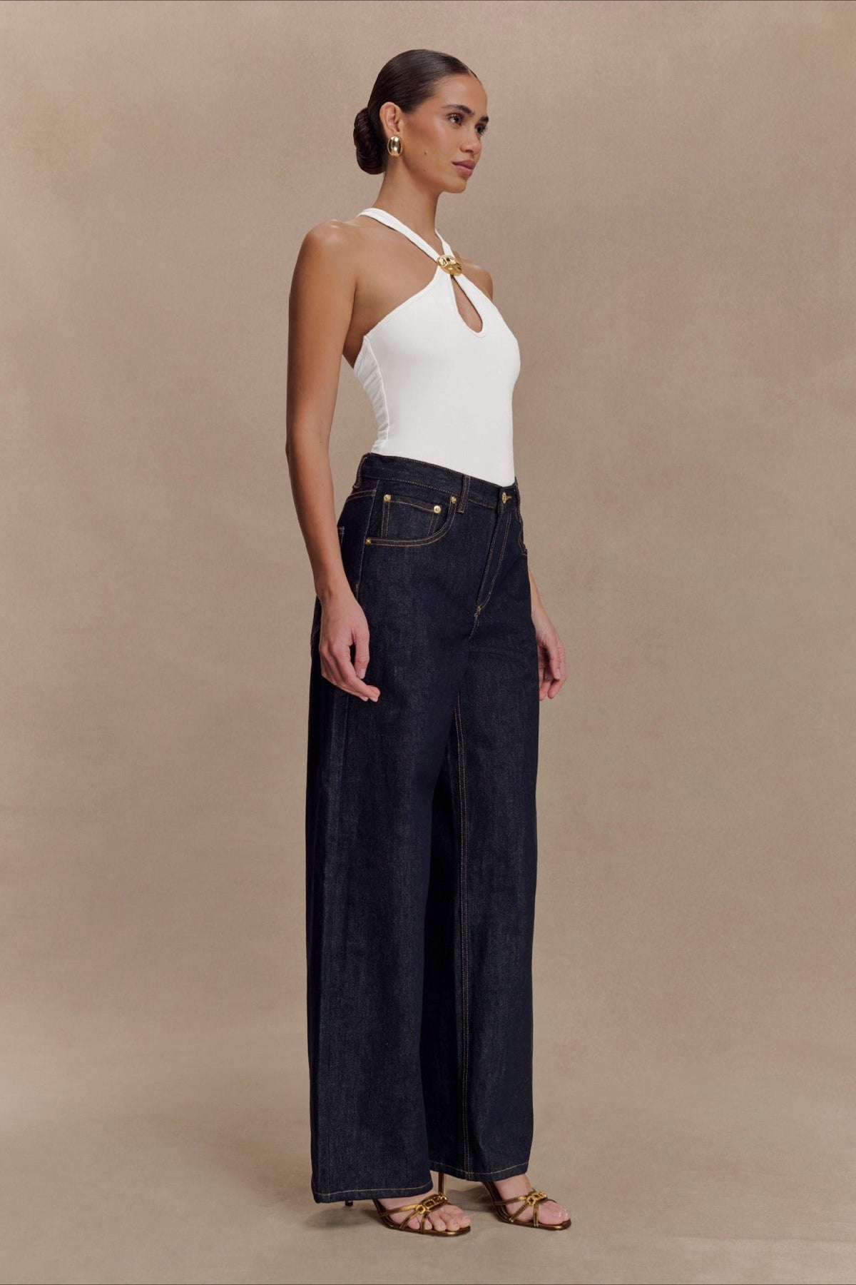 Metal Trim Halter Cutout Chic Halter Top