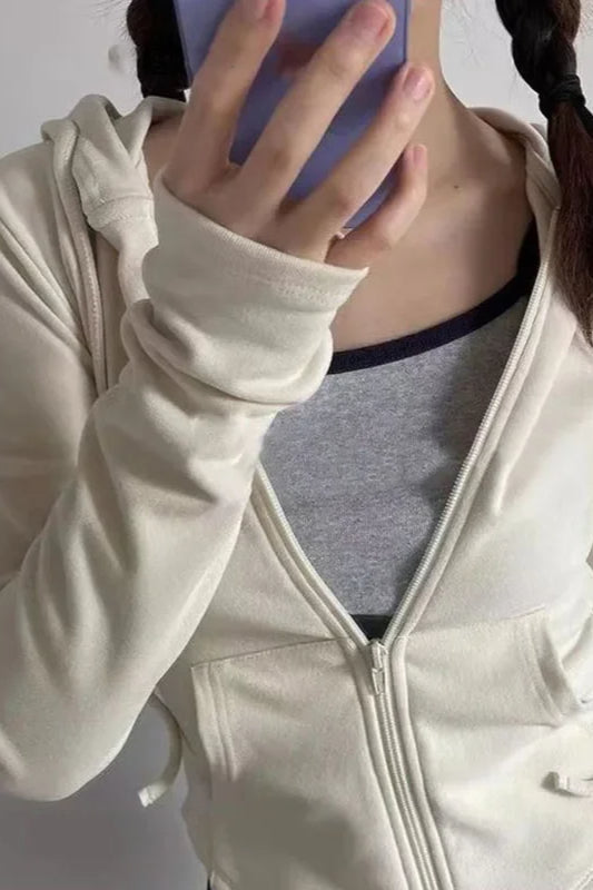 Long Sleeve Y2K Cropped Hoodie
