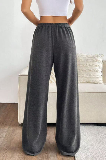 Solid Drawstring Waist Knit Pants