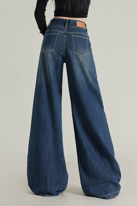 Wide Leg Flare High Waist Fleece Lined Jeans
