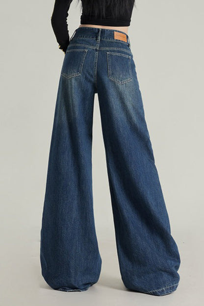 Wide Leg Flare High Waist Fleece Lined Jeans