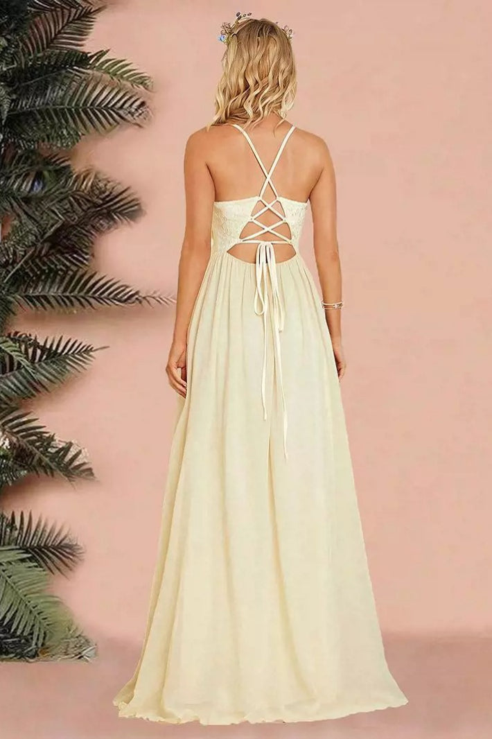 Sexy Backless Spaghetti Strap Party Gown Prom Dress
