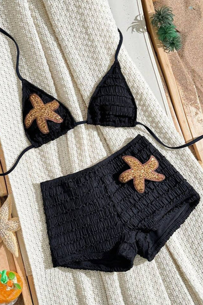 Sequin Starfish Accent Two Piece Swim Set