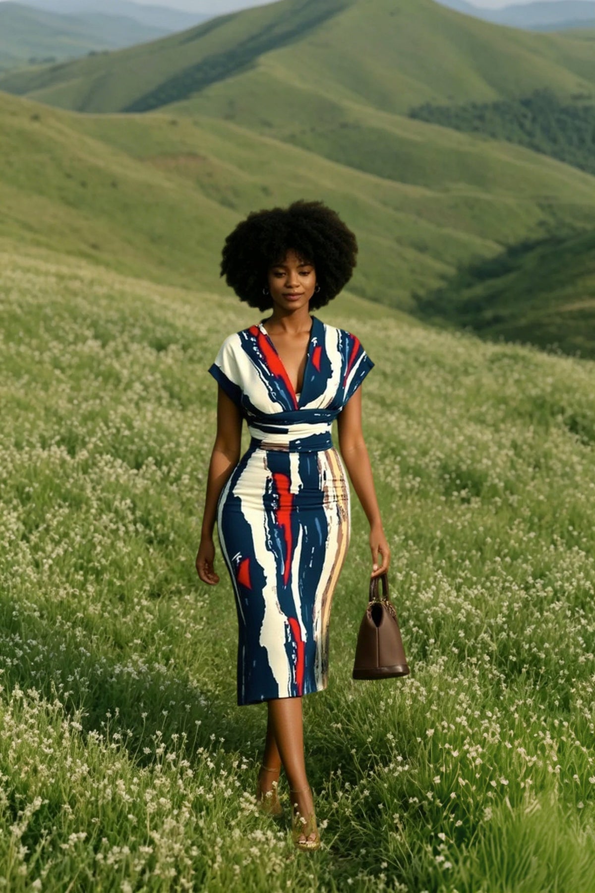2024 V Neck Sleeveless Wrap Dress Elegant Plaid Midi Dress