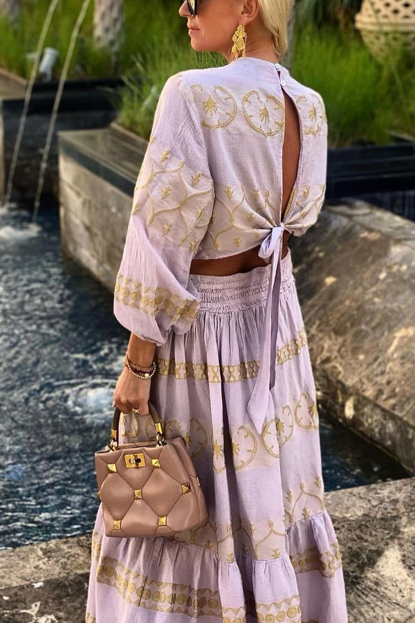 Mustard Yellow Printed Horizontal Long Sleeve Cropped Top