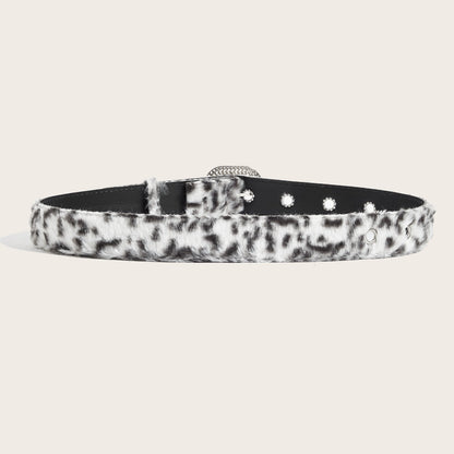 Leopard Soft Fabric Faux Fur Wide Belt