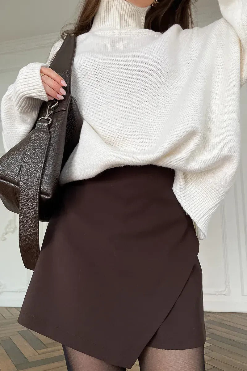 High Waist Asymmetric Slim Fit Casual Skort