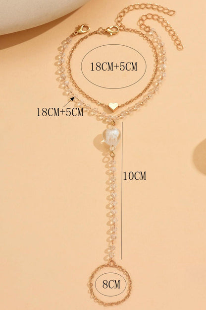 Minimalist Heart Pendant Finger Bracelet