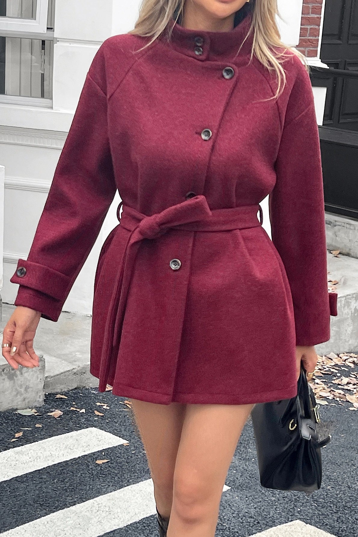 Long Sleeve Casual Wool Blend Coat