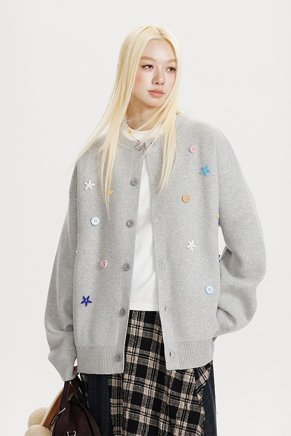 Starfish Button Oversized Cardigan