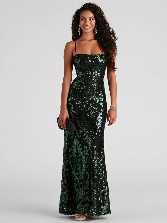 Sequins Fishtail Sexy Camisoles Formal Dress Maxi Dresses