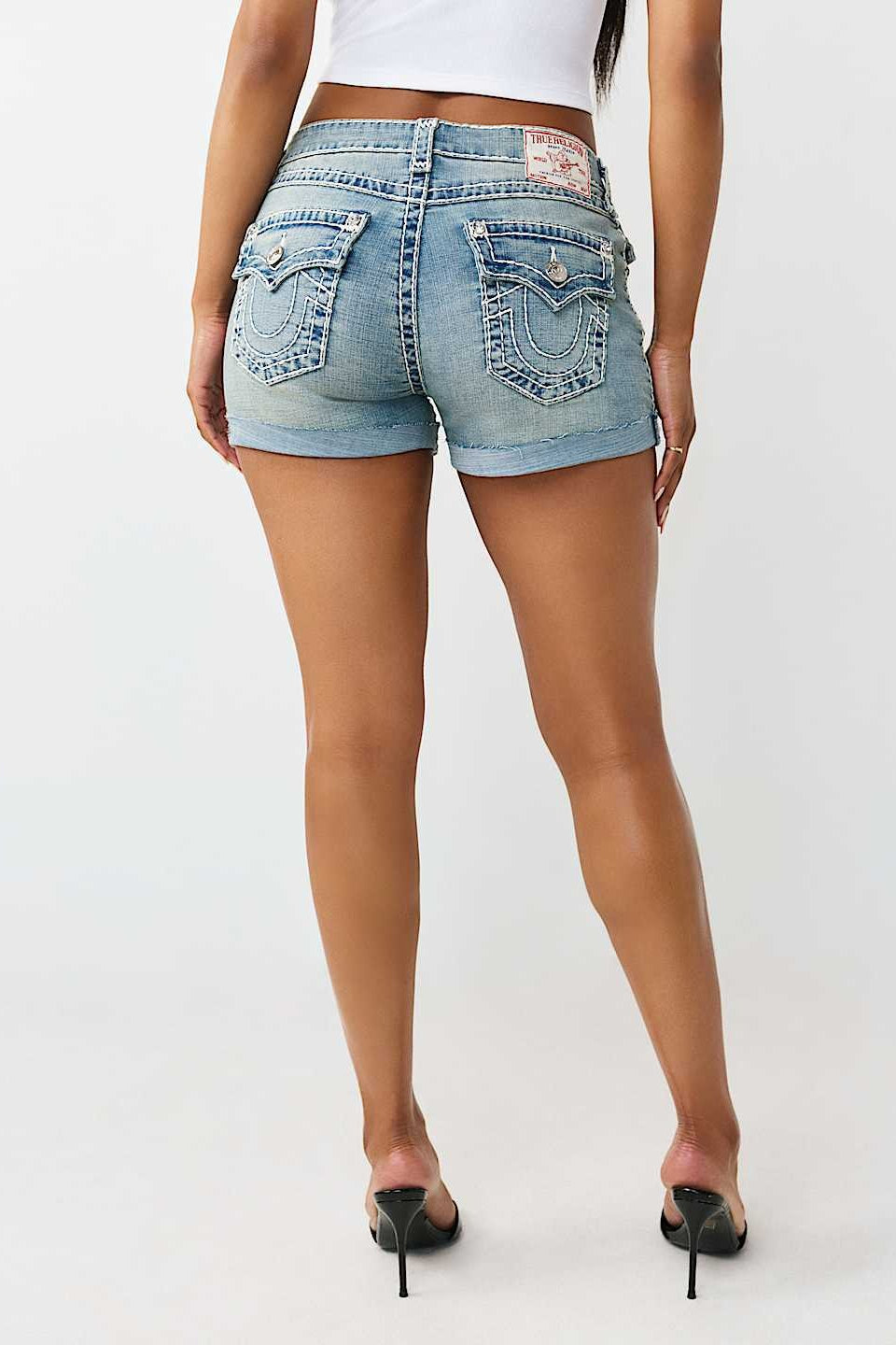 Embroidered Low Rise Bodycon Denim Casual Shorts