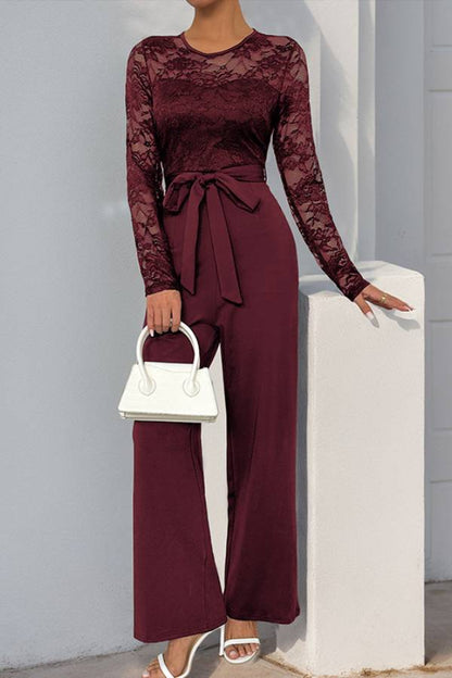 Elegant lace panel jumpsuit