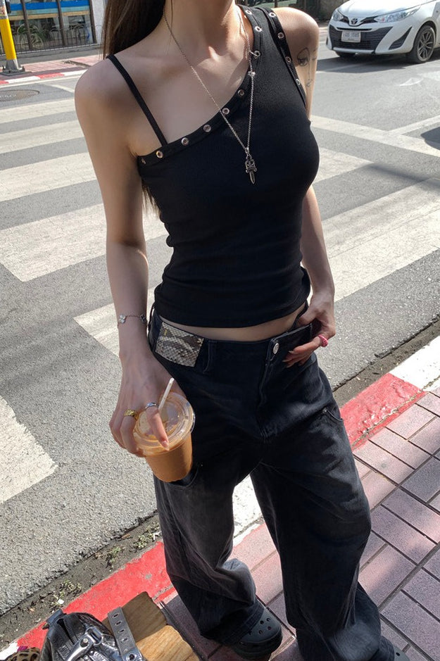 One Shoulder Sling Slinky Chic Crop Top