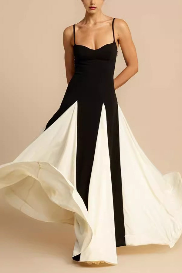 Chic Elegant Slim Colorblock Camisole Formal Dress