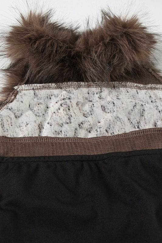 Faux Fur Collar Halter Knit Top