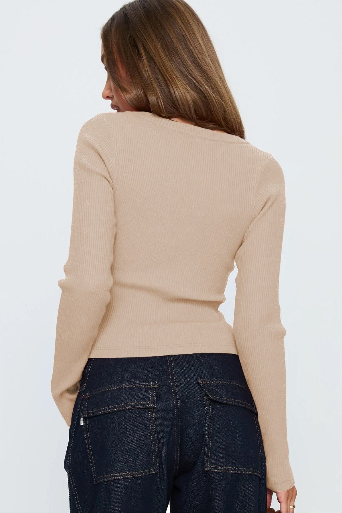 Ribbed V Neck Button Cardigan