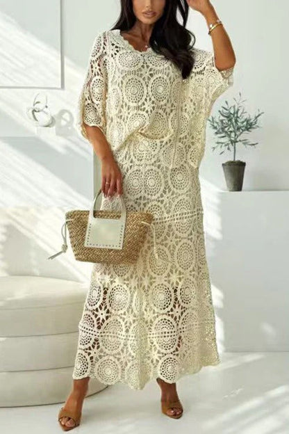 High Rise Crochet Hollow Out Maxi Skirt
