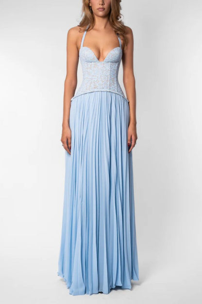 Low Cut Halter Bodycon Vacation Dress