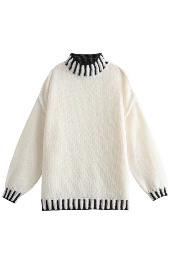 Loose and Slim Soft Long-sleeved Stitched Knit Sweater