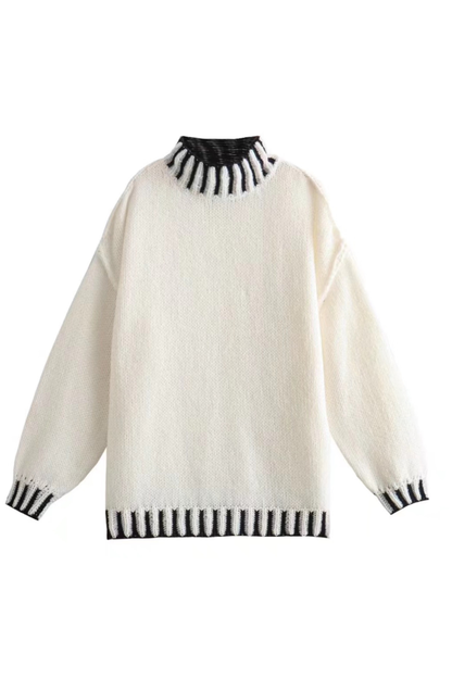 Loose and Slim Soft Long-sleeved Stitched Knit Sweater