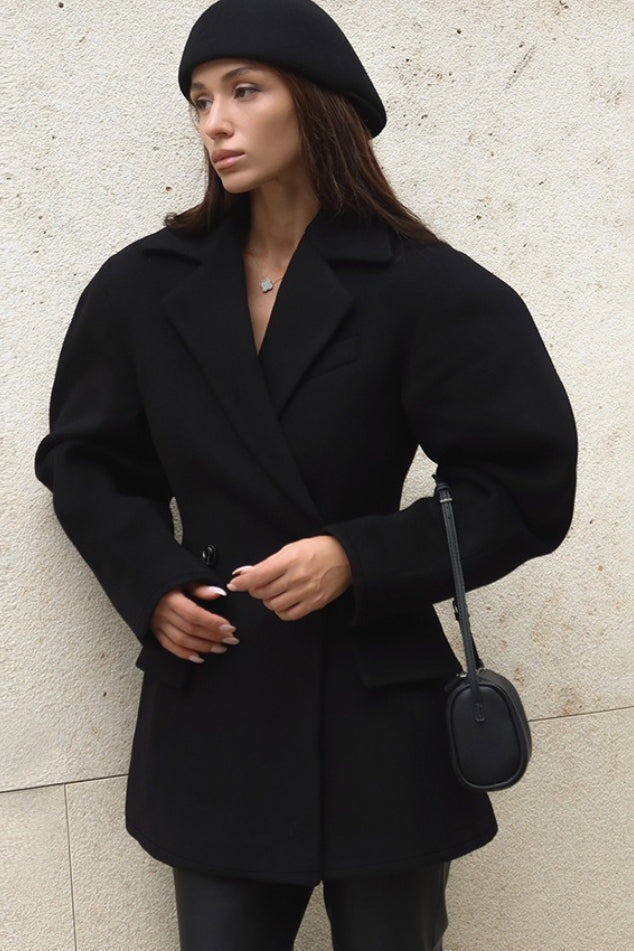 Wool Blend Relaxed Tailoring Coat