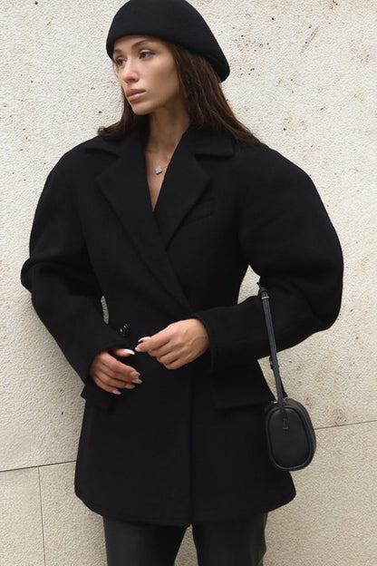 Wool Blend Relaxed Tailoring Coat