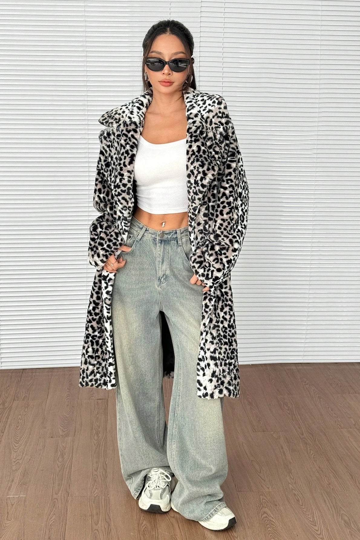 Plush Faux Fur Mid-Length Overcoat
