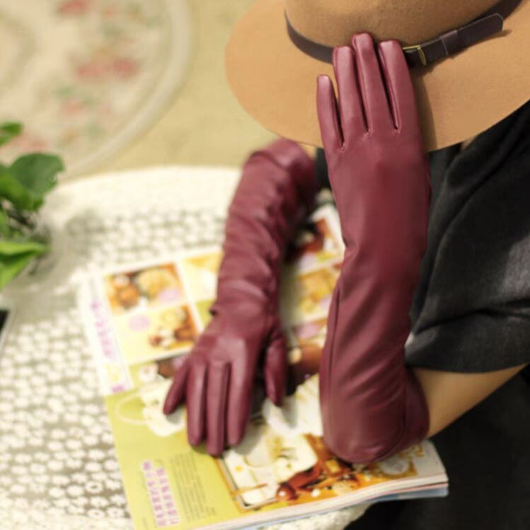 Long Opera Faux Leather Cosplay Evening Gloves