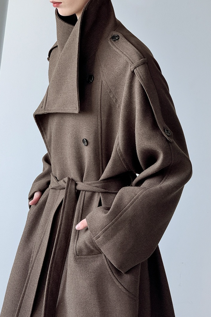 Tall Fit Double Breasted Long Chic Elegant Overcoat