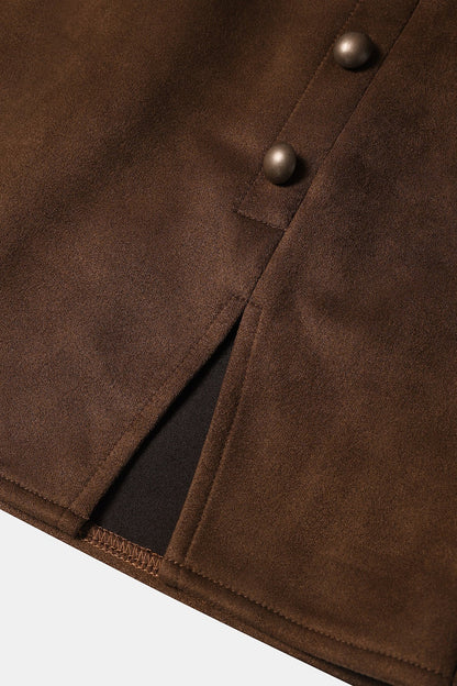 Solid Suede Bodycon Mini Skirt