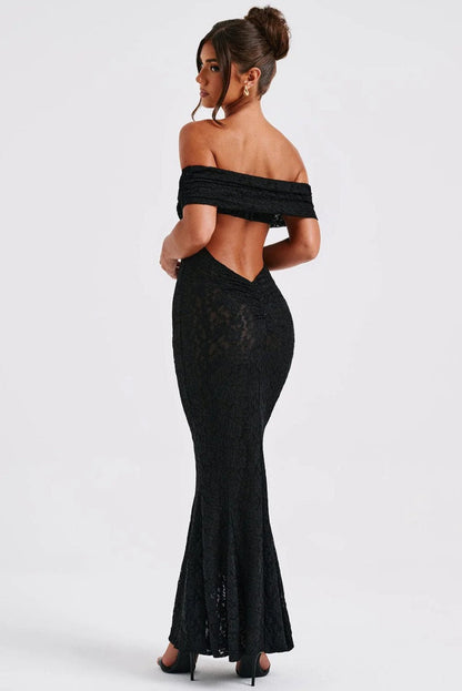 Floral Lace Backless Lace Dress