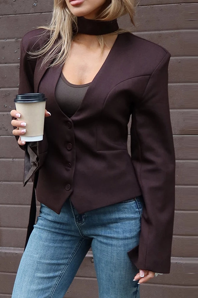Slit V-Neck Slim Fit Blazer