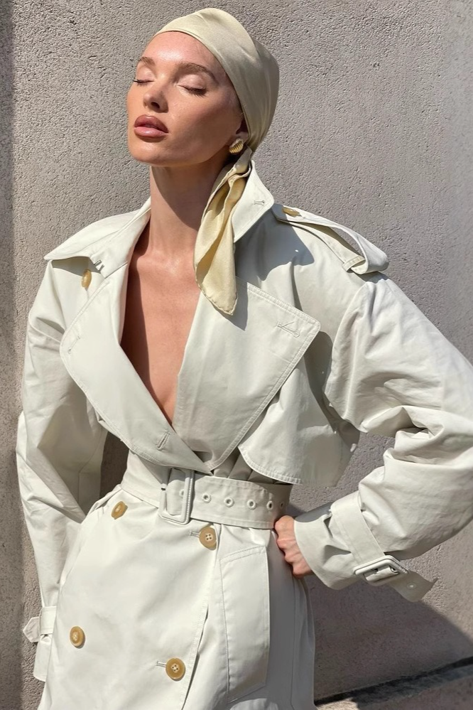 Lapel Belted Waist Elegant Office Overcoat