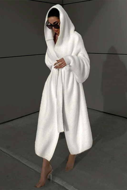 Solid Hooded Loose Stylish Long Overcoat