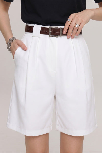High Waist Minimalist Casual Tailored Shorts