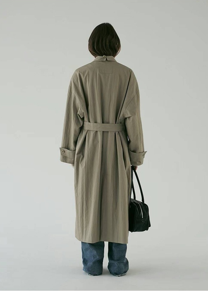 Silhouette Stand Collar Minimalist Commuting Long Trench Overcoat